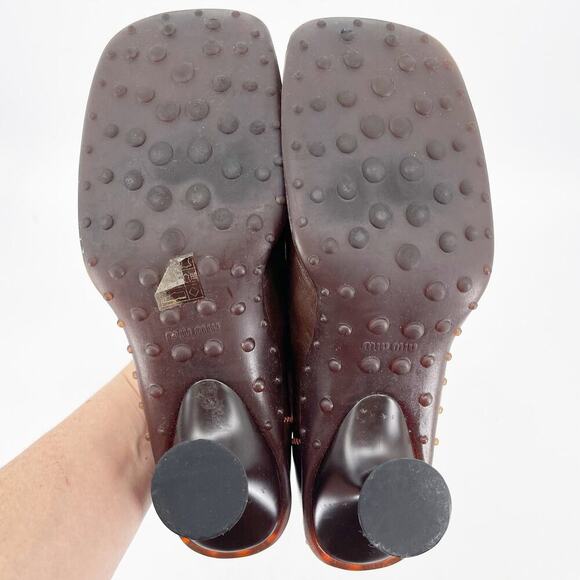 Miu Miu Rare Vintage FW 1999 Brown Leather Bubble Sole Sneaker Heel IT 36 - Picture 12 of 12